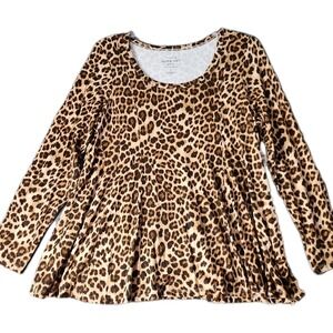 NWT Torrid 2X Super Soft Knits Leopard Animal Print Stretch Fit Flare Blouse Top
